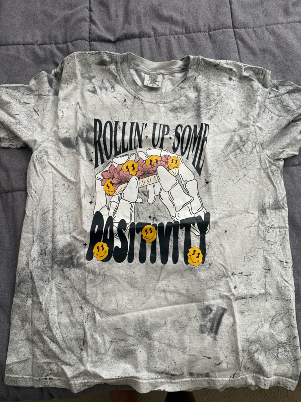 Comfort Colors White/Gray 'Rollin' Up Some Positivity' Graphic Tee